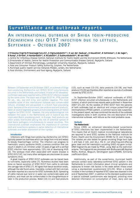 Pdf An International Outbreak Of Shiga Toxin Producing Escherichia