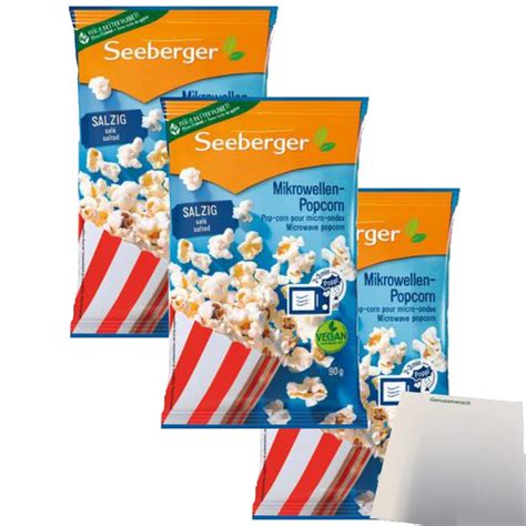 Seeberger Mikrowellen Popcorn gesalzen mit Seeberger Öl 3er Pack 3x9