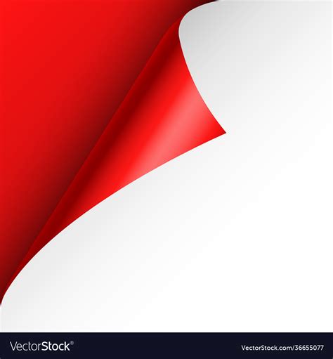 Red Paper Curl Curled Page Corner With Shadow Vector Image