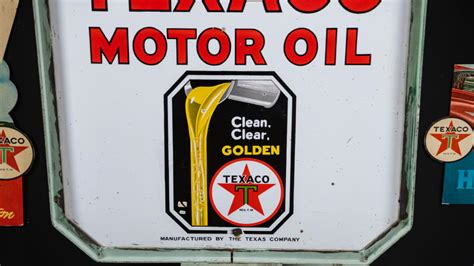 1930s Texaco Motor Oil Double Sided Porcelain Sign At The Worlds