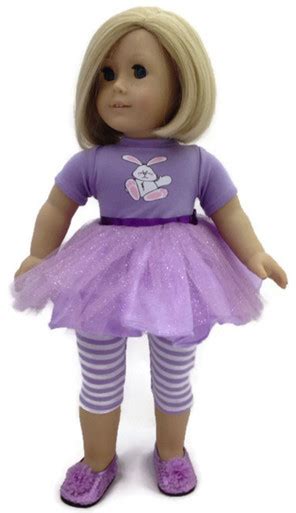 Easter Bunny Tutu Dress And Striped Leggings Lavender Dori S Doll Boutique