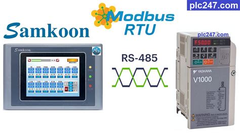 Samkoon HMI Modbus RTU Yaskawa V1000 Tutorial Plc247