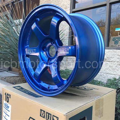 Rays Volk Racing Te37 Wheels 16x8 4x100 25 Offset Hyper Blue Concave Face