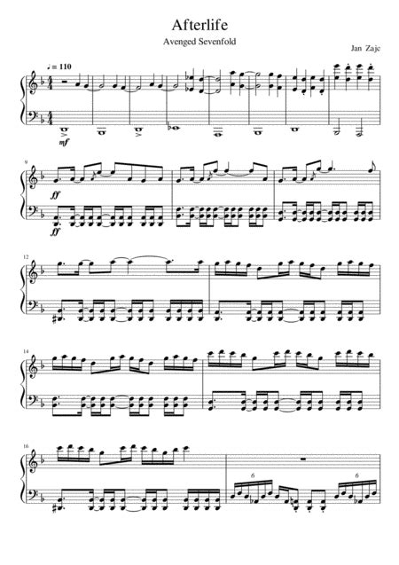 Afterlife Arr Jan Zajc By Avenged Sevenfold Sheet Music For Easy