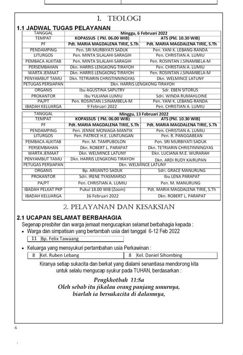 Warta Jemaat Minggu Februari Gpib Sola Gratia