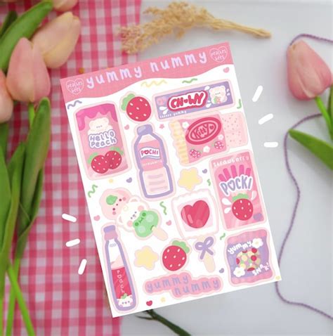 Strawberry Treats Sakura Asian Snack Sticker Sheet Cute Etsy Uk