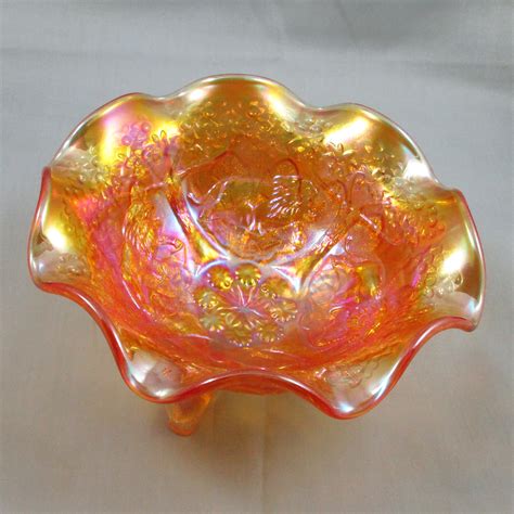 Fenton Lions Marigold Carnival Glass Footed Bowl Carnival Glass