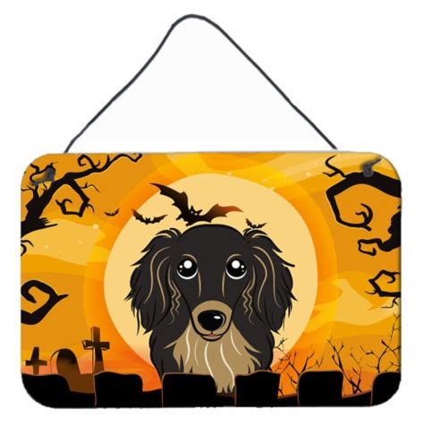 Halloween Longhair Black And Tan Dachshund Wall Or Door Hanging Prints