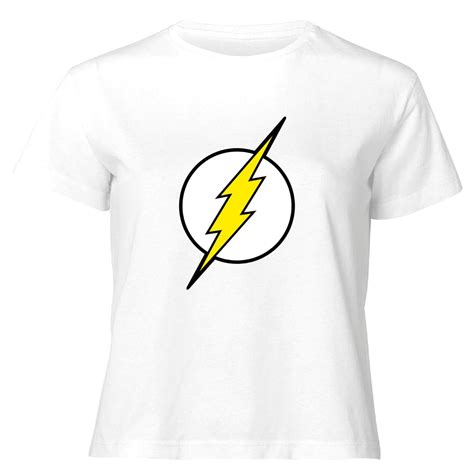 Justice League Flash Logo Womens Cropped T Shirt White Clothing