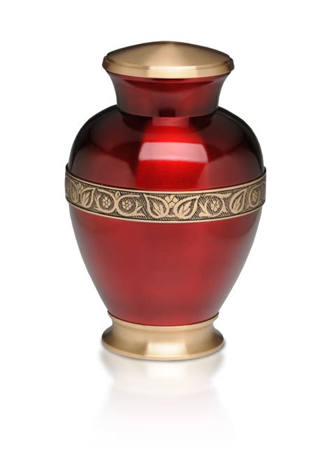 Vibrant Cherry Red Brass Adult 200 Cu In Cremation Urn — Afterlife Essentials