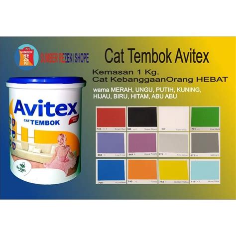 Jual Jual Cat Tembok Merah Pink Kuning Cream Hijau Plafon Gypsum Avitex