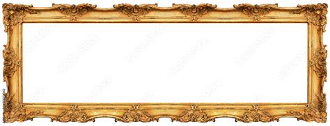 Png Baroque Long Picture Frame Isolated Golden Antique Frame Stock