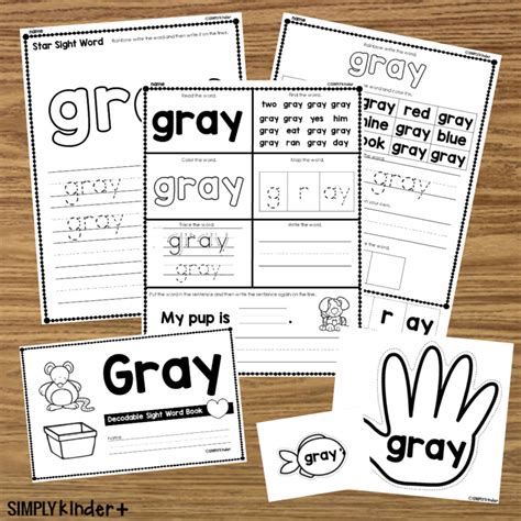 Gray Sight Word Activities Simply Kinder Plus