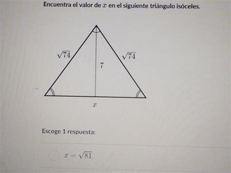 Encuentra el valor de x en el siguiente triángulo isósceles Brainly lat