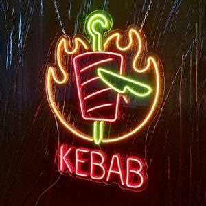 Neon Kebab Cafe Sign Kebab Neon Sign Cafe Decor Gyros Neon Signage