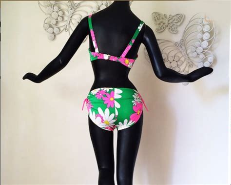 MOD Vintage 60s DeWeese Designs Bikini Swimsuit Adj Gem