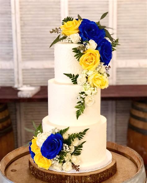 Blue And Yellow Wedding Cakes