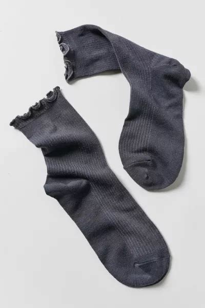 Leah Ruffle Edge Crew Sock Urban Outfitters