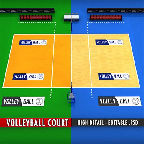 D Model Volleyball Court High Detail Low Poly Vr Ar Low Poly