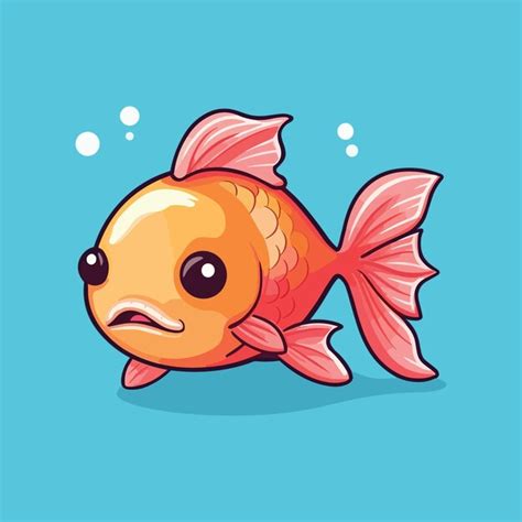 Premium Vector Cute Cartoon Goldfish Swimming In The Sea Vector