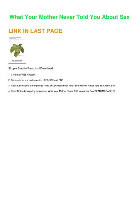 Ppt Pdf What Your Mother Never Told You About Sex Kindle Powerpoint Presentation Id