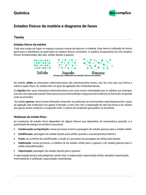 estados fisicos da materia diagrama de fases  suas transformacoes