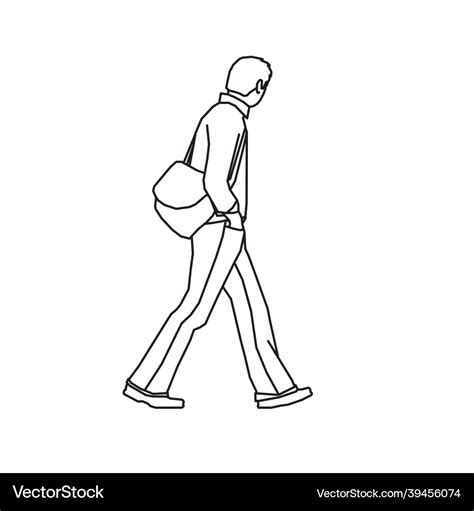 Design Sketch Of A Teenage Boy Walking Sideways Vector Image