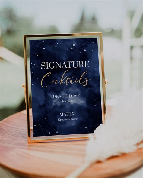 Signature Cocktail Sign Printable Template for Celestial Wedding Decoration or Moon Bridal ...