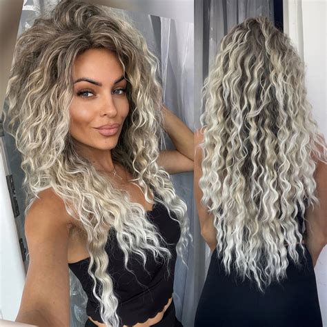 Blonde Synthetic Curly Party Wigs Blond Wig Long Natural Curly Synthetic Blonde Aliexpress