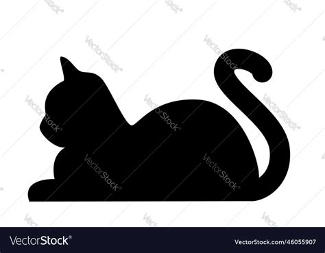 Cat - cartoon silhouette of lying black Royalty Free Vector