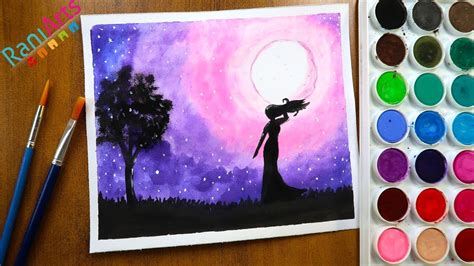 Paisaje Fácil con ACUARELAS DIY Easy Watercolor Night Scenery YouTube