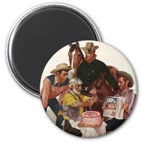 Vintage Cowboys Happy Birthday Party Tex Magnet Cowboy Birthday Party