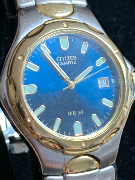 Gents Citizen Wr50 Quartz Two Tone Wrist Watch Silver And Gold Etsy