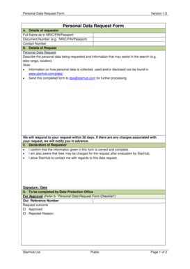 Fillable Online Personal Data Request Form Starhubcom Fax Email Print