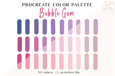 Pink Procreate Color Palette. Cute Girl Color Swatches