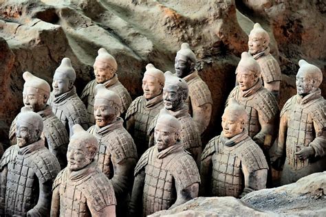 Terracotta Warriors At Qin Shi Huang Mausoleum In Xian China