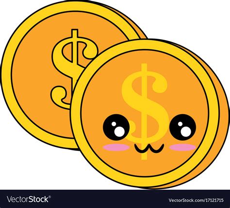 Coins Money Kawaii Character Royalty Free Vector Image