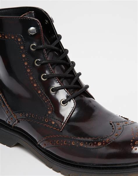 Asos Brogue Boots In Leather, $101 | Asos | Lookastic