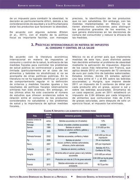 Impuestos En Alimentos Con Alta Densidad Calorica Pdf