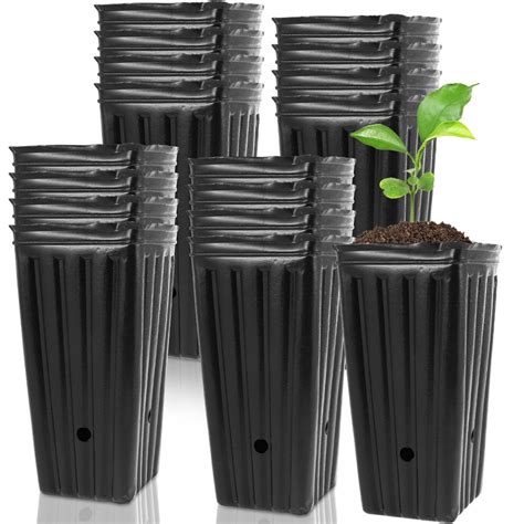 Dsseng 20pcs Tall Tree Pot Plastic Deep Nursery Treepot 7 8inch Tall Seedling Flower Plant