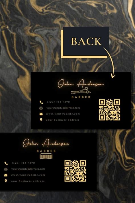 Custom Barber Business Card Design Black Gold Barber Salon Business