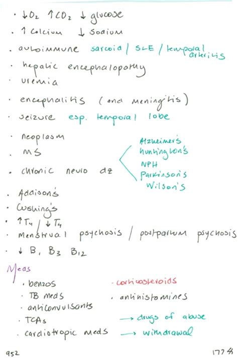 952. Medical disorders that may cause acute psychosis, medications that may cause acute ...