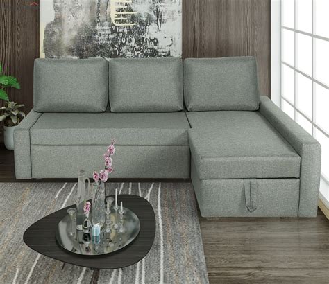 Buy Flumph Right Aligned L Shaped Sofa Cum Bed With Storage Grey