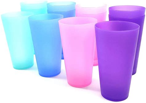 Unbreakable 32 Ounce Plastic Tumblers Set Of 12 Coastal Glasses Bpa