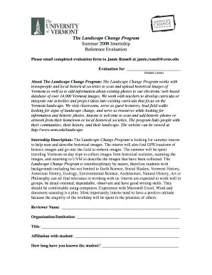 Fillable Online Uvm Lcp Intern Reference Forms Pdf Version Fax Email