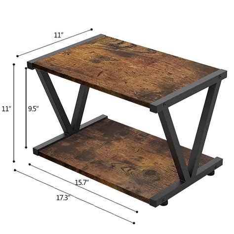 2 Tiers Under Desk Wood Printer Shelf Rustic Industrial Farmhouse Wood ...