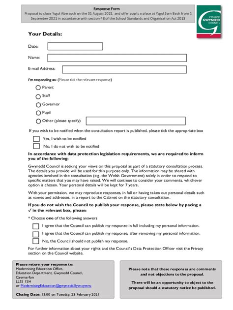 Fillable Online Response Form LLYW CYMRU Fax Email Print PdfFiller