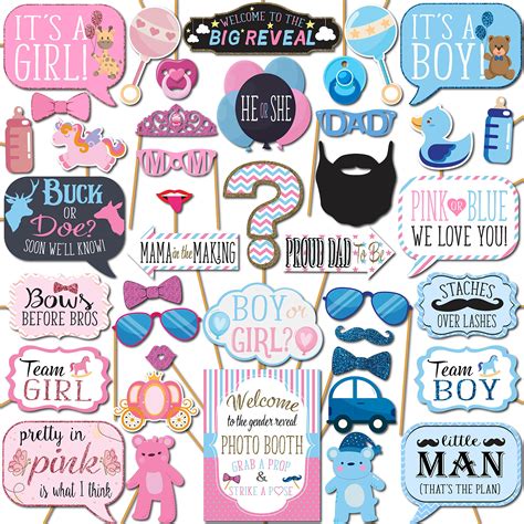 Buy Gender Reveal Photo Booth Props 41 Pc Photobooth Kit With 8 X 10