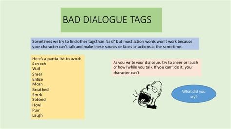 Understanding dialogue and dialogue tags