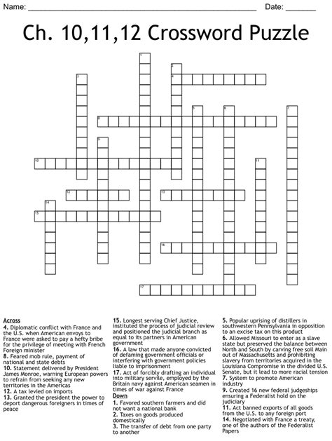 Ch 10 11 12 Crossword Puzzle WordMint